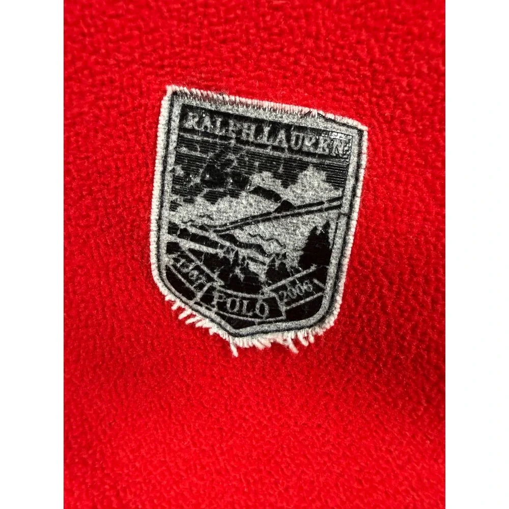 VTG Polo Ralph Lauren Mens XL Red Polartec Fleece 1/4 Zip 2006 Ski Patch Red